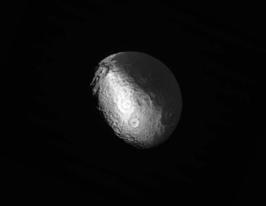 Saturn's moon Iapetus, imaged by Cassini on March 31, 2015 (NASA/JPL-Caltech/SSI)